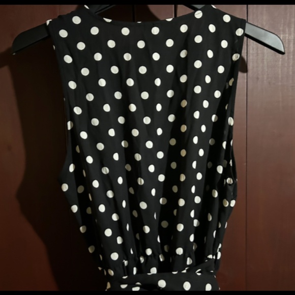 Dokuritu Polka Dot Midi Ruffled Wrap Dress Black/White Size L - NWT - Picture 10 of 16